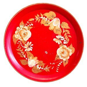 Vintage Large hand painted tole tray